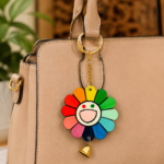 Multicolour Handmade MDF Flower Keychain