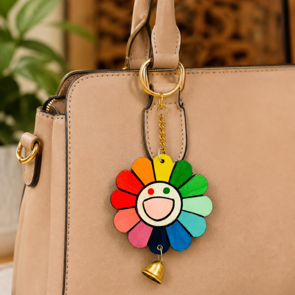 Multicolour Handmade MDF Flower Keychain
