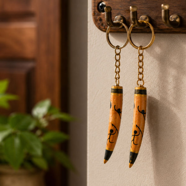 Elephant Tusk Wooden Keychain